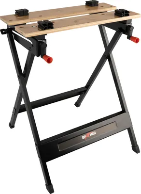 Produktbild von Grafner klappbare Werkbank mit Spannbacken, Schwerlast belastbar bis 160 kg, mit Maß- und Winkelskala, große Arbeitsfläche, Bambus Arbeitsplatte, Spanntisch Werk Tisch Arbeitstisch Arbeitsbock