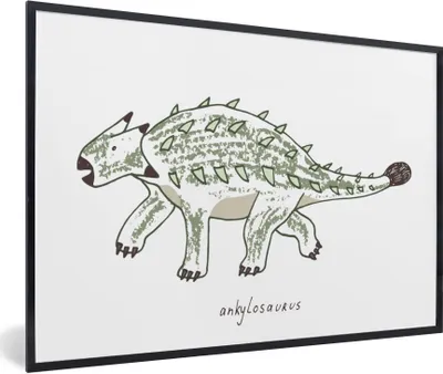Produktbild von MuchoWow® Gerahmtes Poster Kinderzimmer - Ankylosaurus - Dinosaurier - Jungen - Mädchen - Kinder 30x20 cm - Poster mit Schwarzem Bilderrahmen Wandposter Rahmen Foto Bilder - Kunstdruck - Bild-Poster