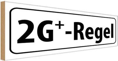 Produktbild von vianmo Holzschild 10x27 cm 2G+ Regel Warnschild Hinweisschild