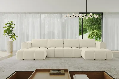 Produktbild von ALTDECOR Ecksofa in U-Form mit Schlaffunktion und Bettkasten CLOUD-U 405x185x90 Beige - Corner Sofa Bett Eckcouch Couch L-Form Schlafcouch Ausziehbar Wohnlandschaft Schlafsofa Cauchsofa