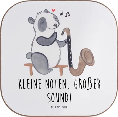 Produktbild von Mr. & Mrs. Panda Untersetzer für Gläser Bassklarinette Sound - Weiß - Geschenk, Tassenuntersetzer, Musiker, Holzuntersetzer, Musik, gläseruntersetzer, Instrumente, großer