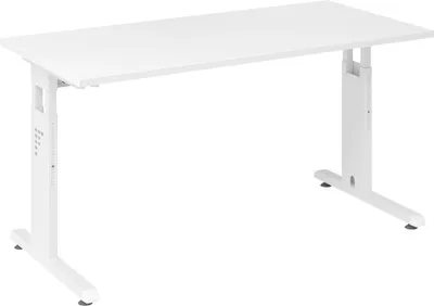 Produktbild von Schreibtisch OS614 1400 x 670 x 650-850 mm, C-Fuß, höverstel weiß/weiß