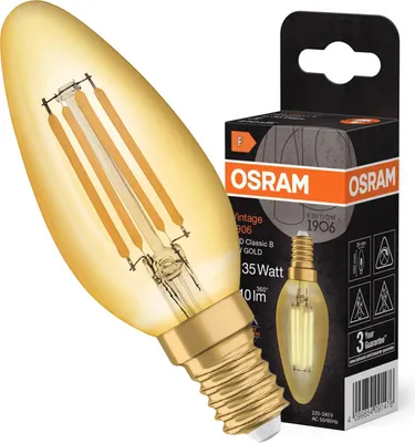 Zdjęcie produktu dla Żarówka LED Dekoracyjna B32 Świeczka E14 4W = 35W 410lm 2400K Ciepła 300° Vintage 1906 Osram