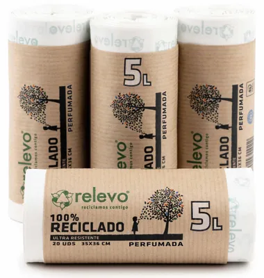Image de Sacs poubelle Relevo 5 L, 80 pièces, avec cordon de serrage, 100 % LDPE recyclé, s