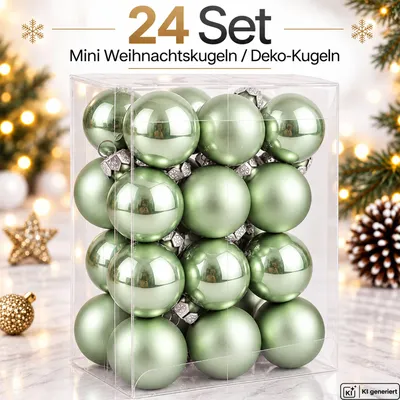 Produktbild von 24 Weihnachtskugeln Glas Mini Christbaumkugeln Set Tischdeko Christbaumschmuck