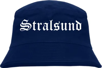 Produktbild von Stralsund Fischerhut - Dunkelblau - Altdeutsch - bedruckt - Bucket Hat Anglerhut Hut L/XL Dunkelblau