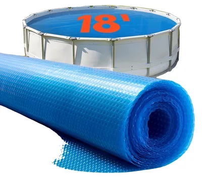 Immagine prodotto di VEVOR copertura solare per piscina rotonda ø5486 mm, pellicola solare, copertura solare per piscina da 0,4 mm con cuscino d'aria e materiale PE, assorbimento del calore durante il giorno, accumulo del calore durante la notte, coperture solari, blu