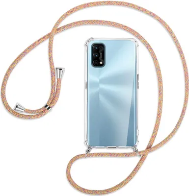 Produktbild von Handykette Backcover-Schutzhülle mit Band (Metall silberfarben) für Realme 7 Pro - Rainbow
