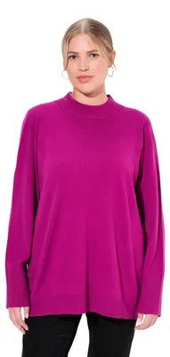Image de Pull pour femmes Ulla Popken, couleur "Beere" (framboise), tailles 50 et plus