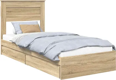Produktbild von vidaXL Aufbewahrungsbett Sonoma-Eiche 90 x 200 cm Holzwerkstoff