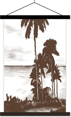 Produktbild von MuchoWow® Textilposter Meer - Palme - Strand 40x60 cm mit schwarzem Rahmen - Wanddekorationen