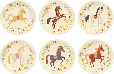 Produktbild von Pappteller PFERDE Pferde Ponys Pferdemix Geburtstag Party 18cm 6St.