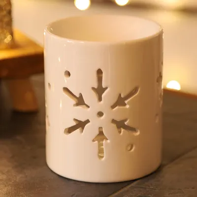 Productafbeelding van Witte Kerstboom-Sneeuwvlok Keramische Decor Wax Smeltbrander Theelichthouder (Sneeuwvlok)