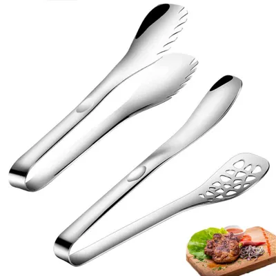 Servierzange 25 cm, 2 Stück, Edelstahl, Silber, für Pasta und Salate