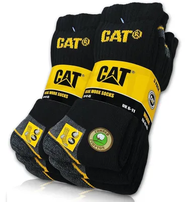 Produktbild von 6 Paar CAT CATERPILLAR REAL WORK Arbeitssocken Schwarz Größe 39-42 Damen Herren Business Socken Strümpfe verstärkte Spitze Ferse echte Ferse