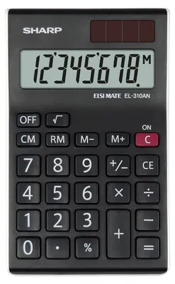 Zdjęcie produktu dla Sharp EL-310AN, Desktop, Wyświetlacz kalkulatora, 8 cyfr(y), Przechylanie wyświetlacza, Bateria/Energia słoneczna, Czarny, Biały