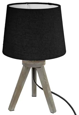Produktbild von Lampe, Holz, Stativ, Lampenschirm schwarz, H31, Schwarz