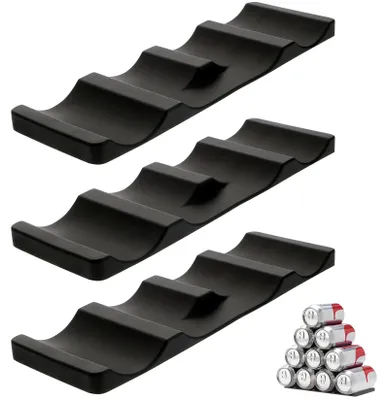 3er-Set Flaschenhalter Kühlschrank, stapelbar, Silikon, schwarz