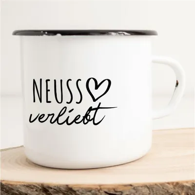 Produktbild von Huuraa Emaille Tasse Neuss  Geschenk Kaffeebecher Vintage 300ml Neuss  Präsent