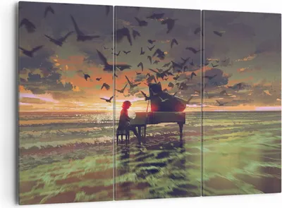 Produktbild von Bild auf Leinwand - Leinwandbild - Klaviermusik - 165x110cm - Wand Bild - Wanddeko - Wandbilder - Leinwanddruck - Bilder - Kunstdruck - Wanddekoration - Leinwand bilder - Wandkunst - CE165x110-3911