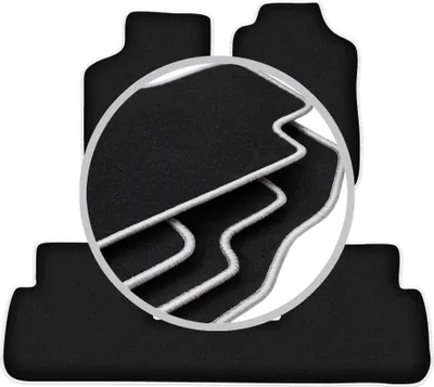 Produktbild von Fußmatten Automatten Velours Schwarz/Silber für Saab 9-5 I 1997-2009 Set 3-tlg