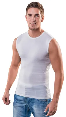 Produktbild von HERMKO 3040 Herren Muskelshirt aus 100% Baumwolle, Unterhemd Atlethic Vest Rundhals viele Farben, Größe:D 11 = EU 5XL, Farbe:weiß