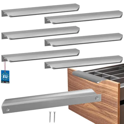 Immagine prodotto di KOTARBAU® Set da 6 maniglie per mobili, maniglie per armadi 212 mm, argento opaco ZnAl, maniglie con fissaggio posteriore, maniglie per bordi, maniglie per cassetti, cucina moderna