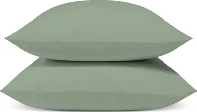 Image de Bleu Calin Lot de 2 Taies d'oreiller 100% Percale de coton - Sauge - 65x65cm