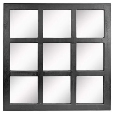 Immagine prodotto di Specchio da parete rustico a 9 pannelli, stile finestra, con cornice nera