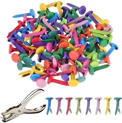 Produktbild von Metallische runde Schraubenklammern 200 Stück - Herstellbar - Miniatur-Briefklammern - Scrapbooking-Stecker - 16 x 8 mm - Papierklammern
