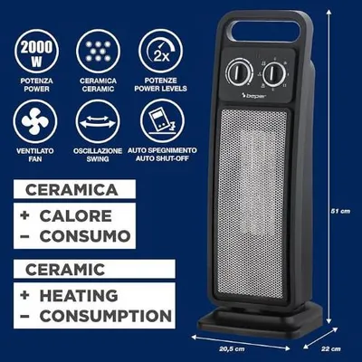 Obrázok produktu pre 2000 W keramický vežový ohrievač