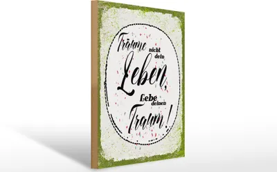 Produktbild von Holzschild  träume nicht dein Leben lebe Traum, 40 x 30 cm, Holzschilder Spruch Glück Weisheit