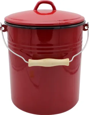 Obrázek produktu pro Odpadkový koš červený s víkem, 10 litrů, smaltovaný / Karl Krüger