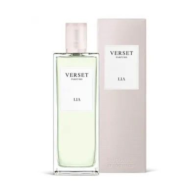 A bottle of Verset Lia Eau De Parfum and its packaging are displayed against a white background.