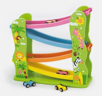 Produktbild von Bunte Holzrutsche, für Spielzeugautos Viga
