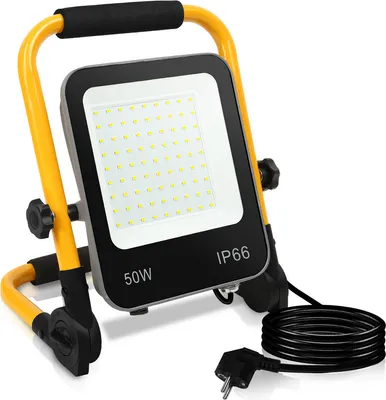 Immagine prodotto di Jopassy Faretto da cantiere a LED 50W Proiettore a LED IP66 bianco freddo per esterni con treppiede