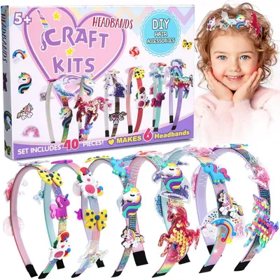 Productafbeelding van Knutselset: Eenhoornhaaraccessoires voor meisjes. Maak zelf sieraden, vanaf 4 jaar