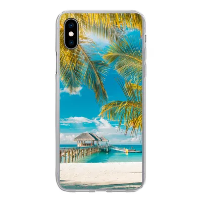 Produktbild von MuchoWow® Handyhülle Schutzhülle Hülle für iPhone Xs Strand - Palme - Meer Silikon Softcase Handy Hülle - Handytasche