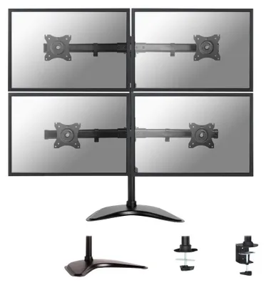 Produktbild von Neomounts NM-D335D4BLACK Monitor-Ständer 10-27", Klemme/Freistehend/Grommet, 8 kg, 25,4 cm (10"), 68,6 cm (27"), 100 x 100 mm, Schwarz