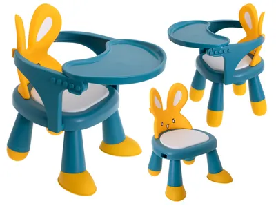Image de Chaise de table d'alimentation et de jeu jaune et bleue