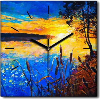 Produktbild von Coloray Uhr auf Leinwand 30x30 cm Wand Uhr Dekoration Wohnzimmer Segeltuch schwarze Hände -Abstraktion von Wasserbäumen