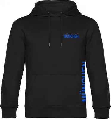 Produktbild von multifanshop Kapuzen Sweatshirt - München blau - Brust & Seite, schwarz, Größe L
