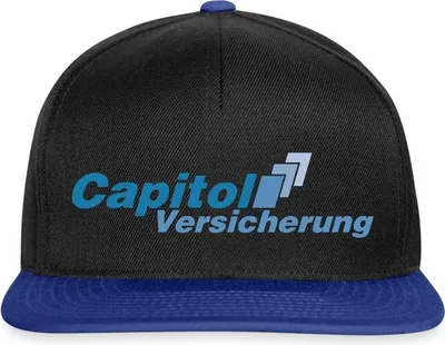 Produktbild von Spreadshirt Stromberg Logo Capitol Versicherung Snapback Cap, One size, Schwarz/Königsblau