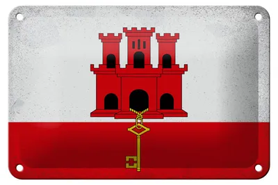 Produktbild von Blechschild Flagge Gibraltar 18x12cm Flag Gibraltar Vintage Dekoration
