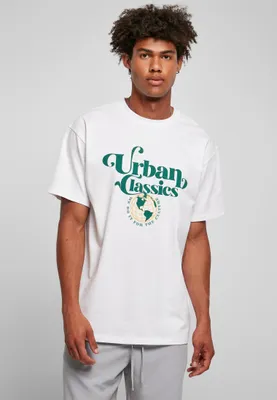 Productafbeelding van Heren T-shirt Urban Classics Organic Globe Logo, wit - maat XS