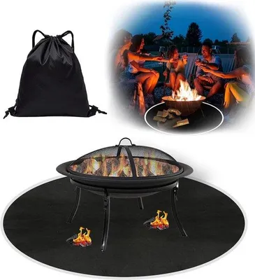 Produktbild von Hitzebeständige Rund-Grillmat für Terrassen und Camping - Schwarz
