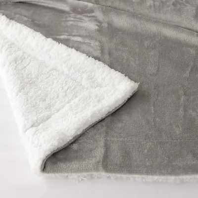 Produktbild von Kuscheldecke 150x200cm Grau Fleecedecke Wohndecke Decke Sherpa Sofaüberwurf Couchdecke Warm Winter Weich (Grau, 150x200cm)