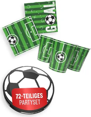 Produktbild von Fussball Goal 3-teiliges Party-Set mit 16 Papptellern, 16 Pappbechern und 40 Servietten