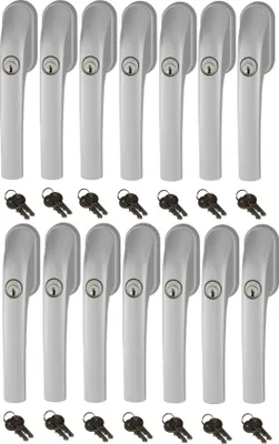 Produktbild von Abus FG300 abschließbarer Fenstergriff silber, im Set 14 Stück gleichschließend, Schließung AL0089 mit insgesamt 28 Schlüssel