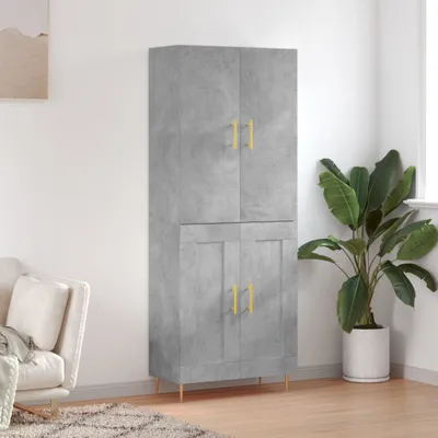 Produktbild von vidaXL Highboard Betongrau 69,5x34x180 cm Holzwerkstoff